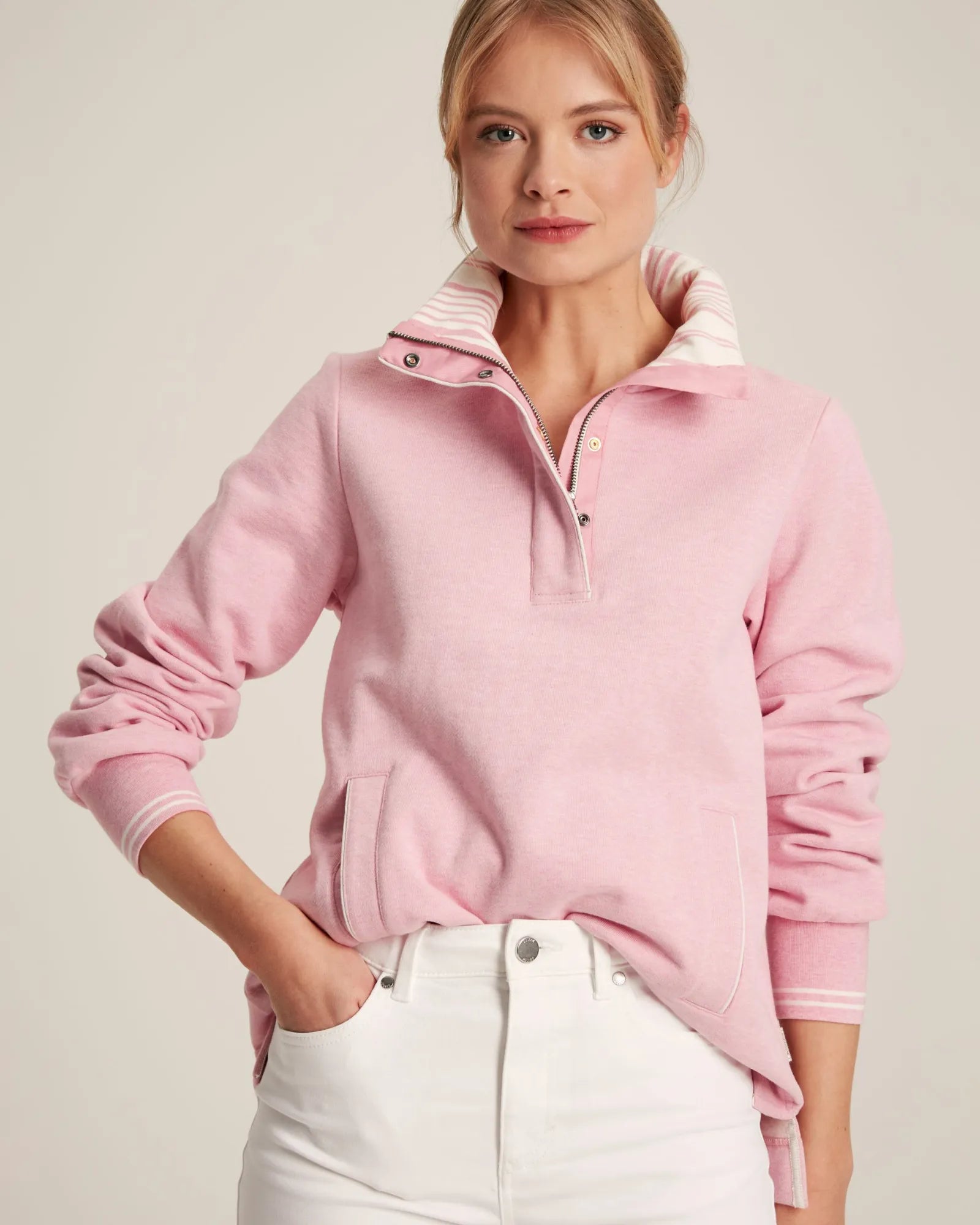 Pink quarter zip sweatshirt best sale