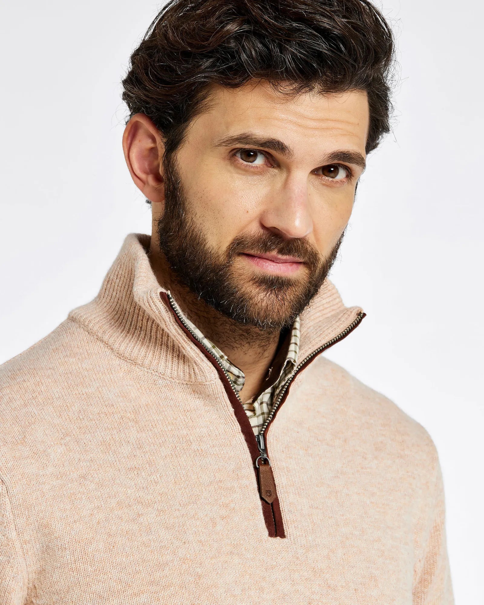 Feeney Oat Zip Neck Sweater