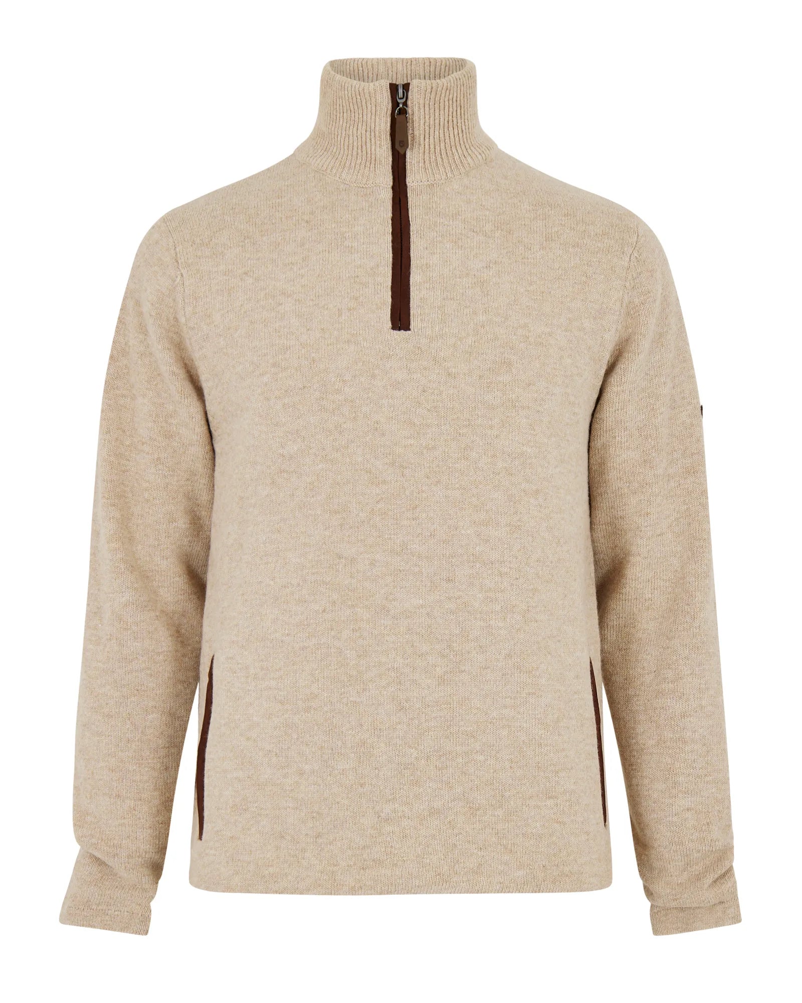 Feeney Oat Zip Neck Sweater