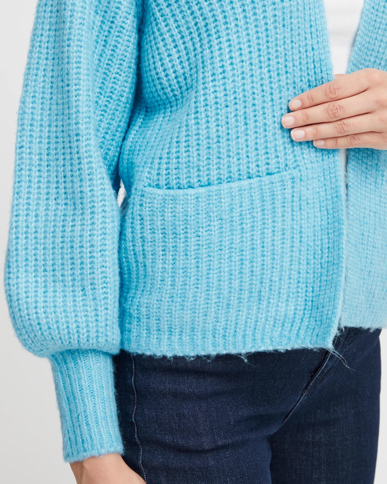– - Ethereal Melange Beverly Fransa Cardigan Knitted Beacon Blue