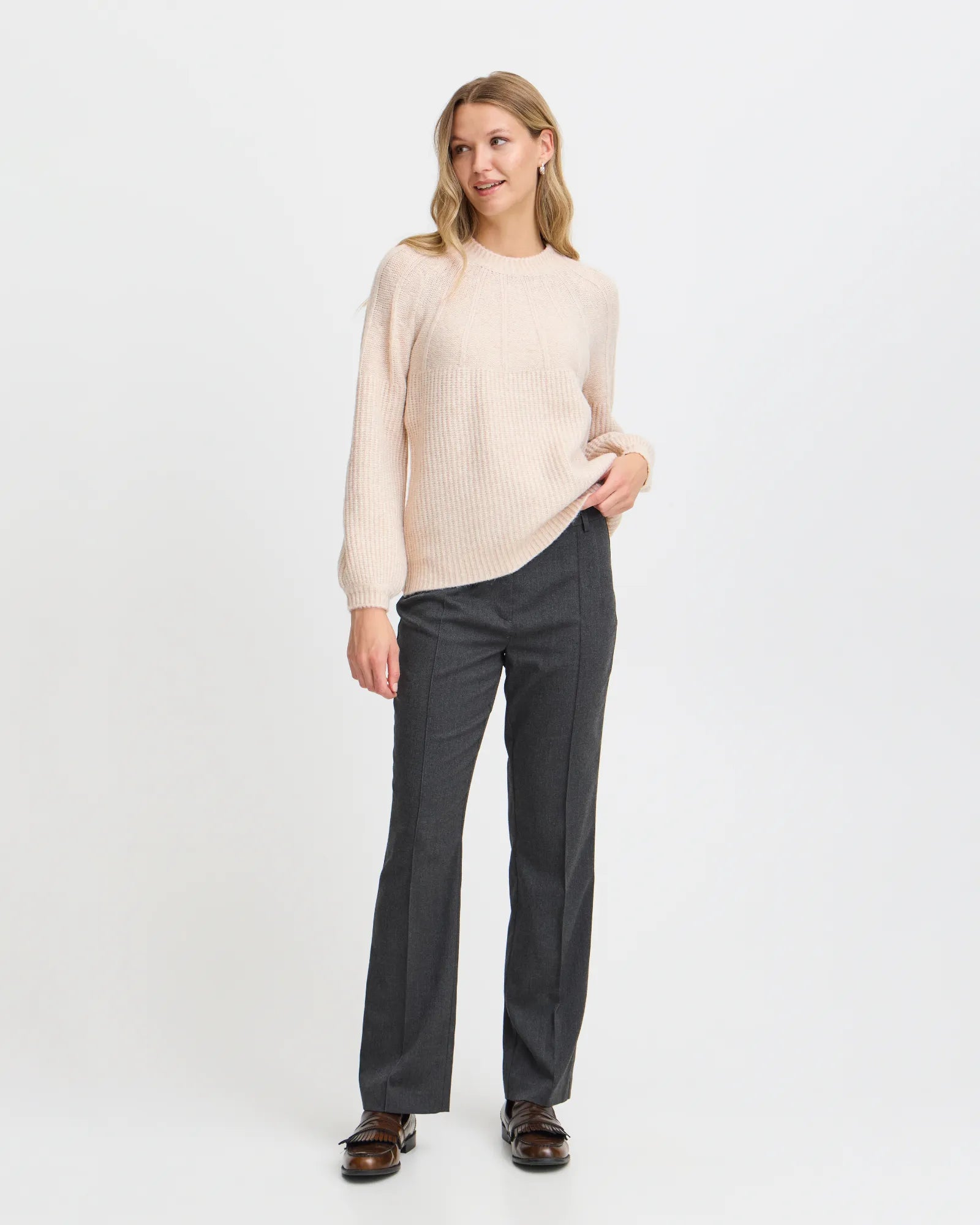 Beverly Knitted Jumper - Limestone Melange