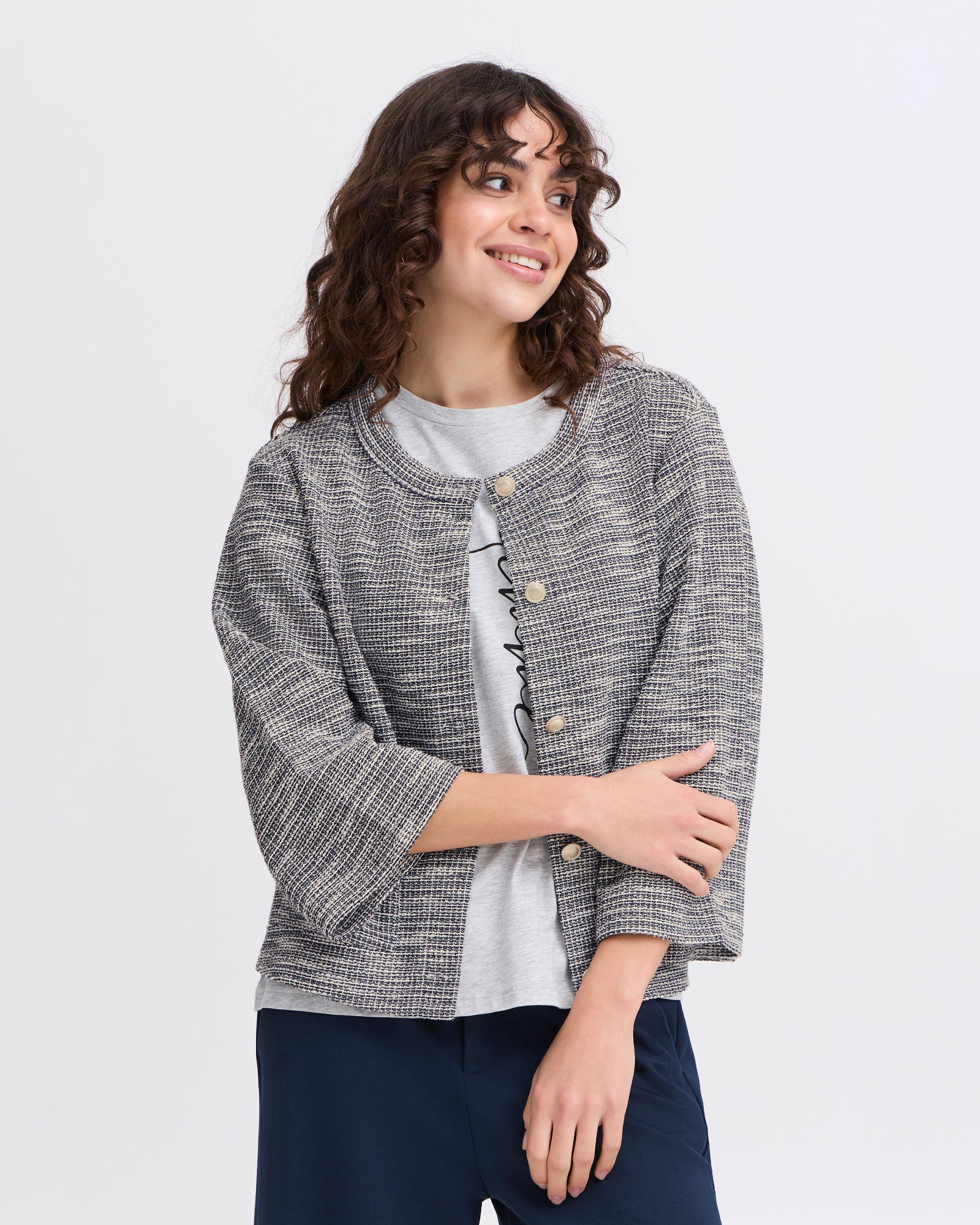 Carlina Cardigan - Navy Blazer Mix