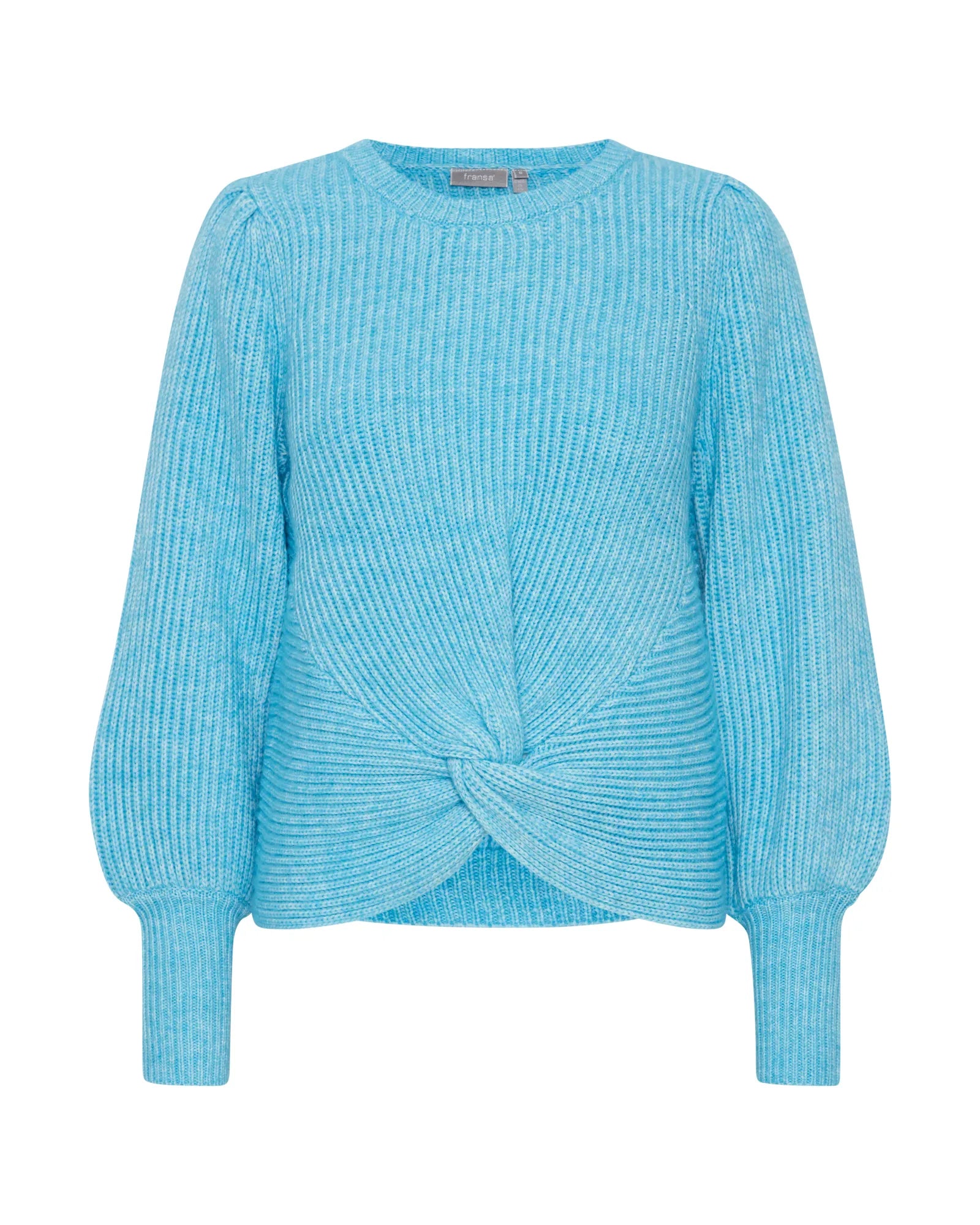 Blue - – Knitted Fransa Beacon Melange Pullover Elna Ethereal
