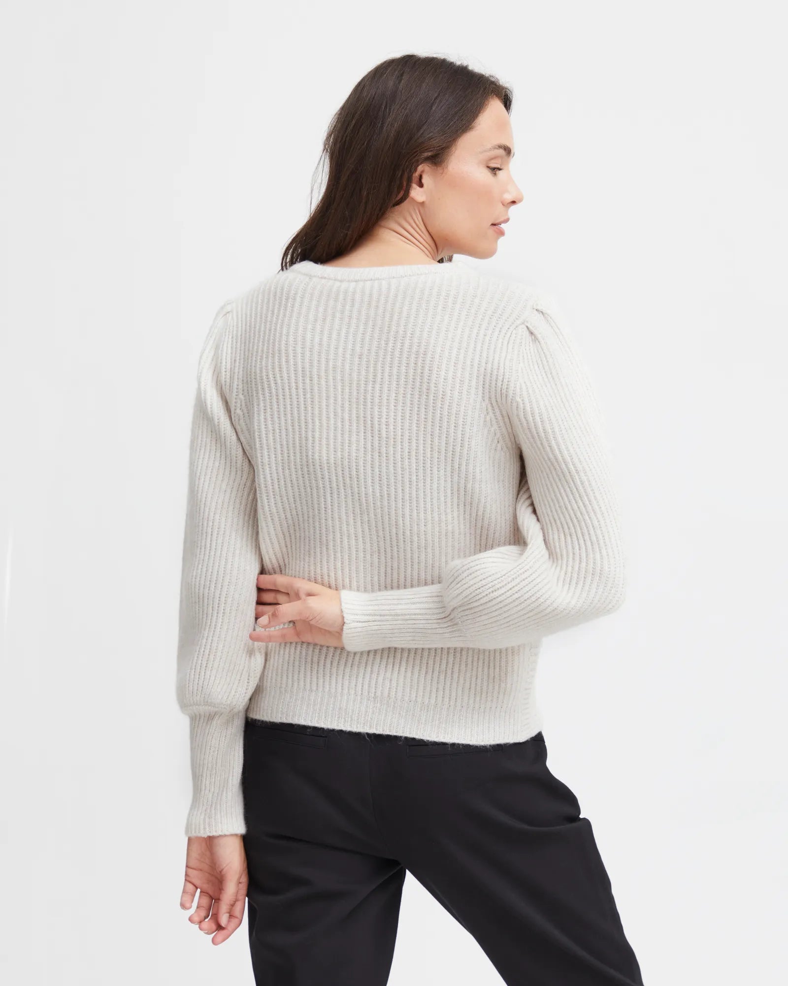 Knitted – Elna Beacon Fransa Melange - Pullover Limestone