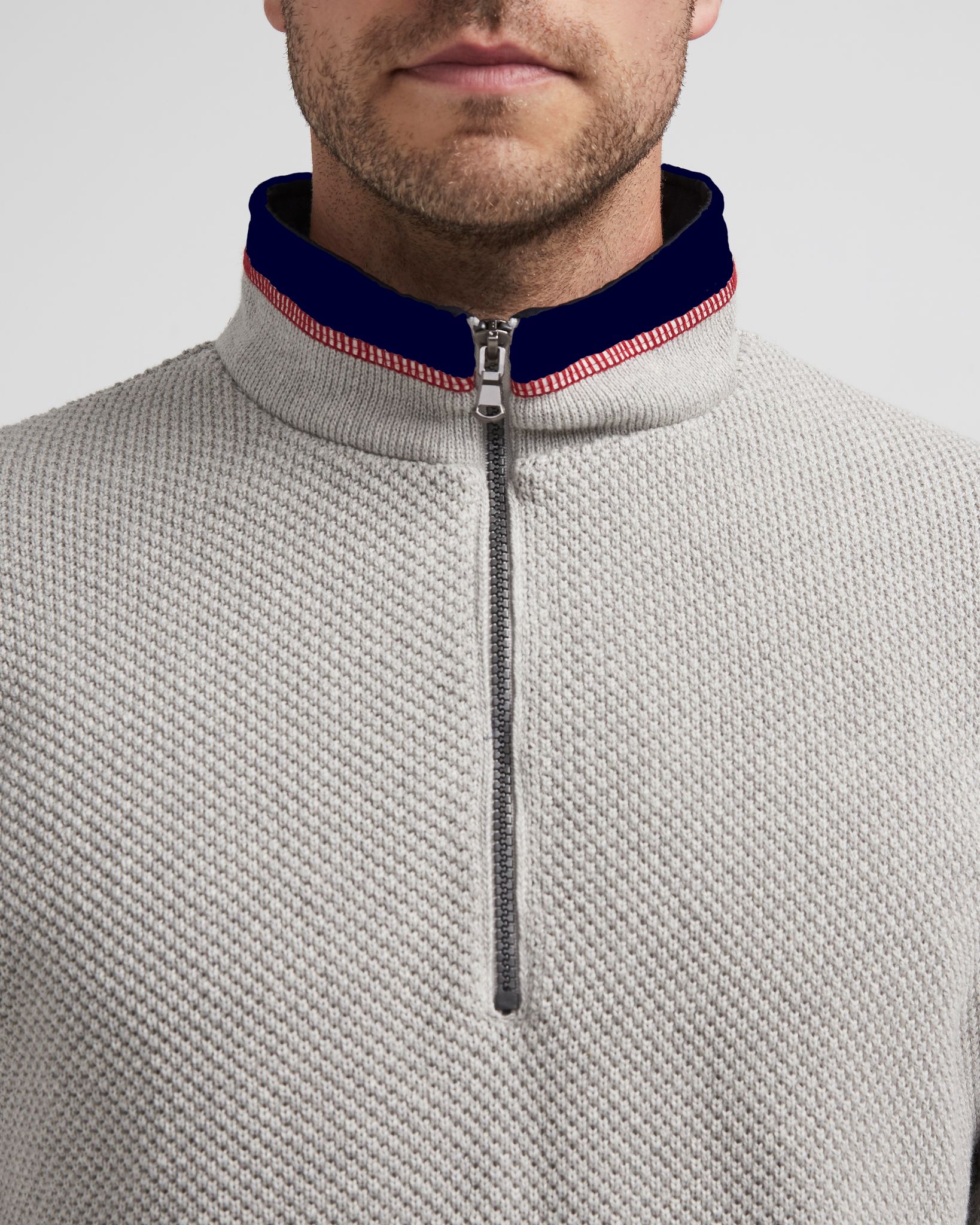 Classic Windproof Knitted Sweater - Light Grey Mel.