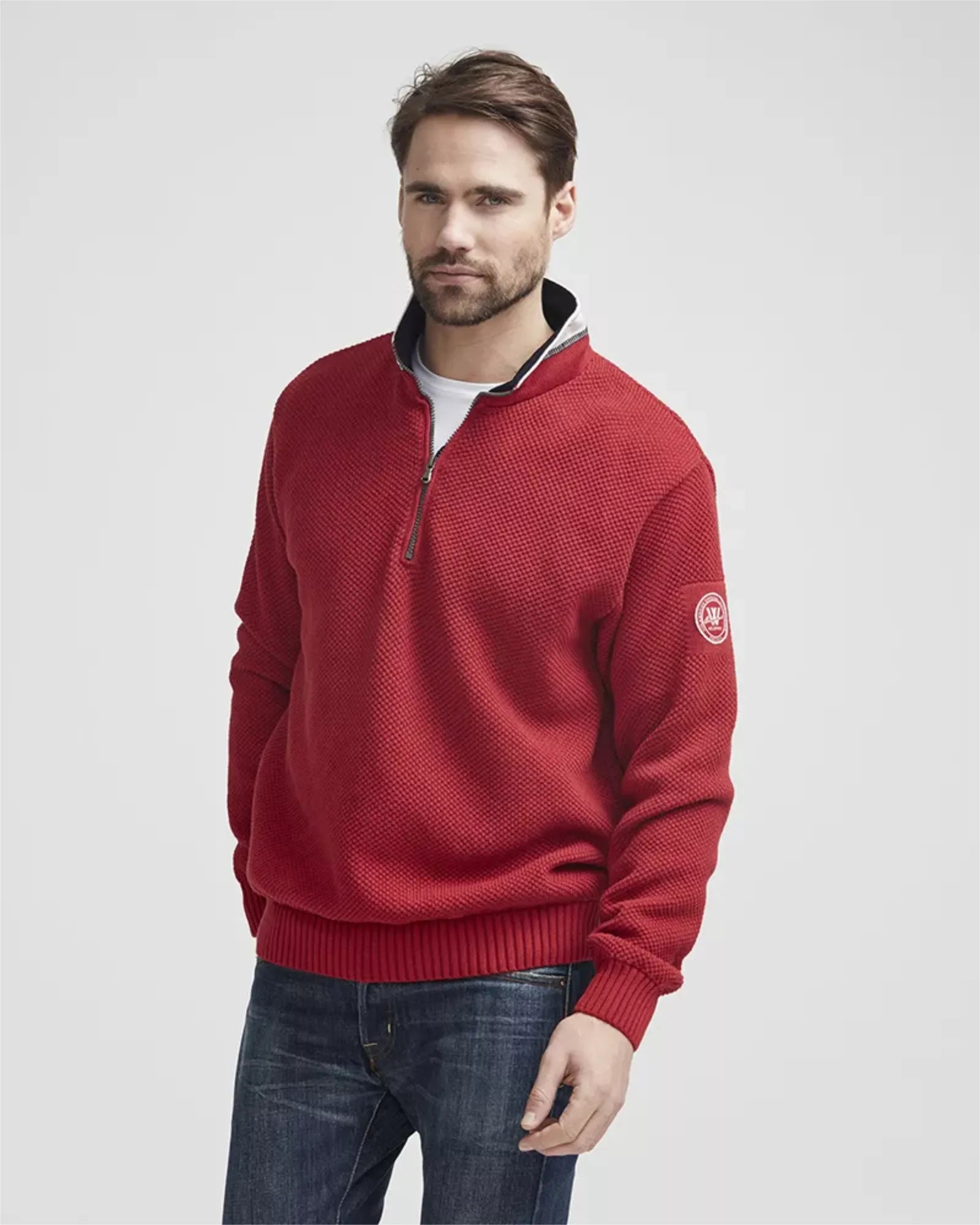 Classic Windproof Knitted Sweater - Red