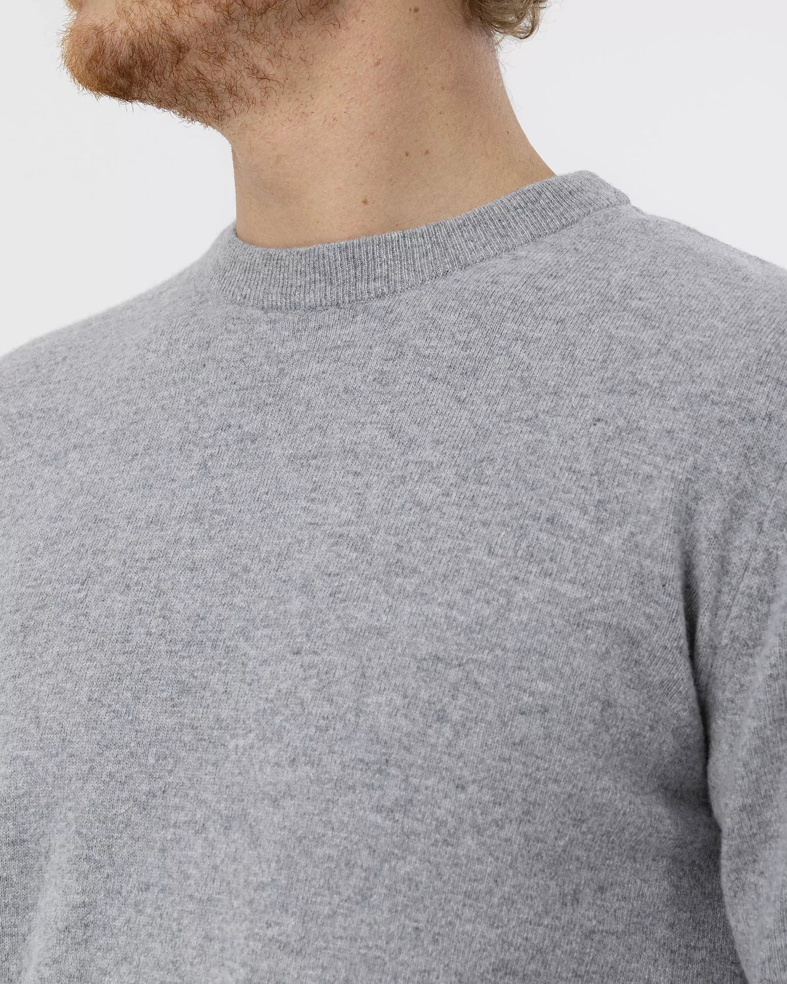 Dennis Knitted Crew Neck Sweater - Grey Melange