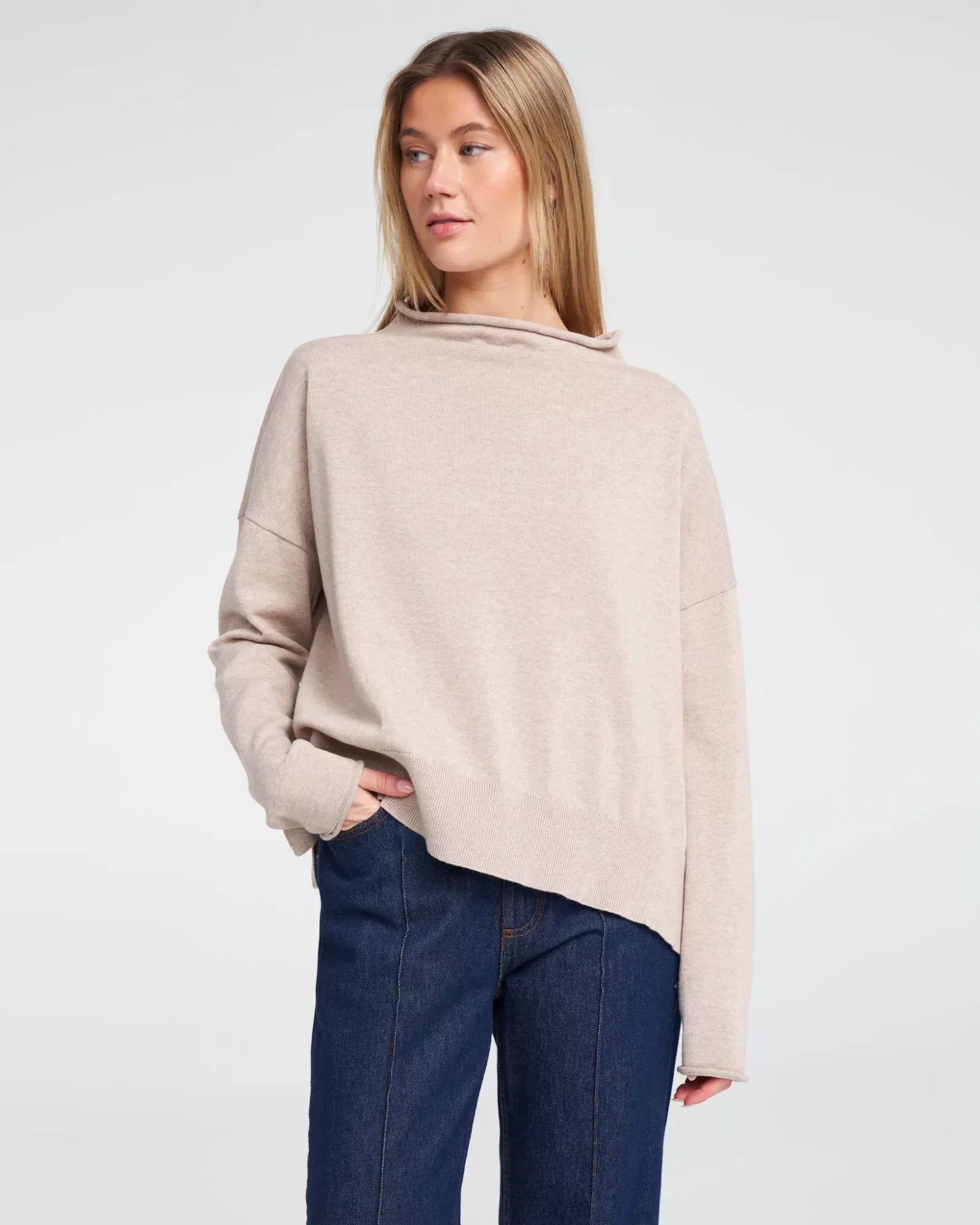 Hulda Knitted Oversized Turtle Neck Sweater - Khaki