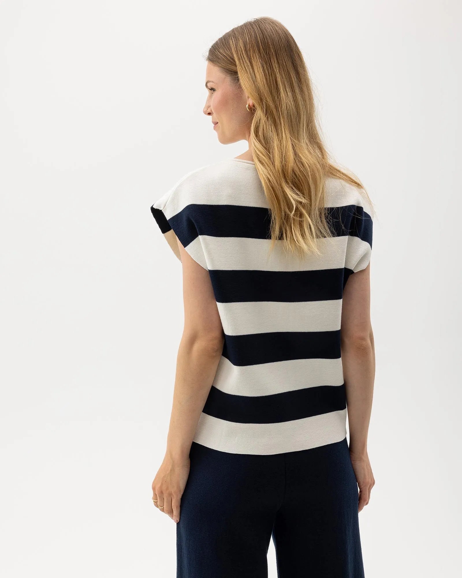 Jane Capsleeve - Off White/Navy