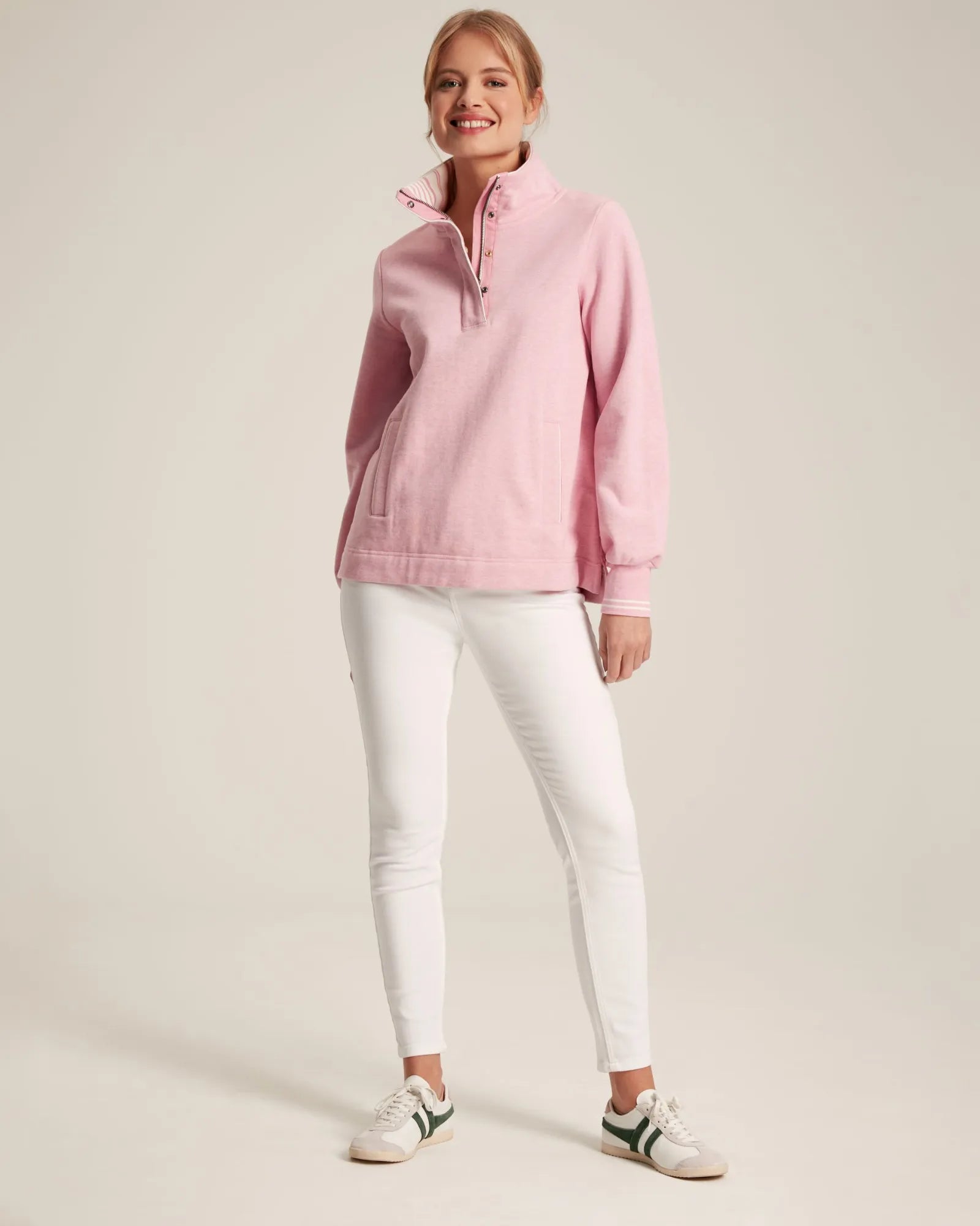 Pink funnel neck sweatshirt sale