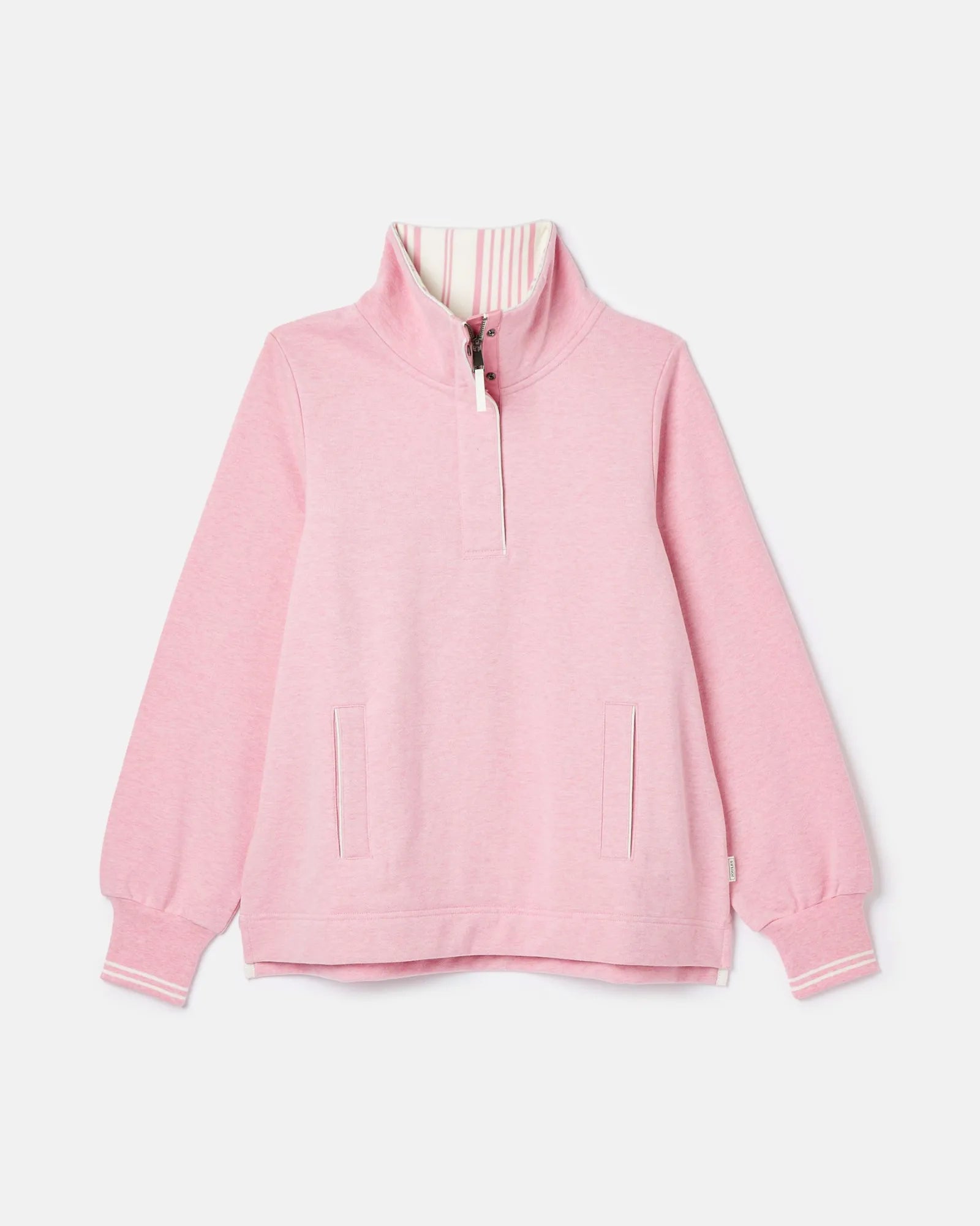 Burnham Pink Funnel Neck Quarter Zip Sweatshirt