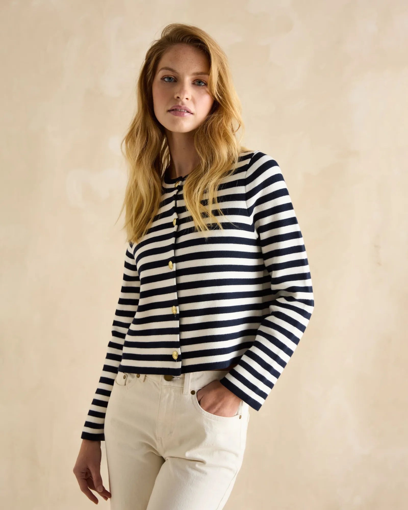 Catherine Cardigan - Navy/White