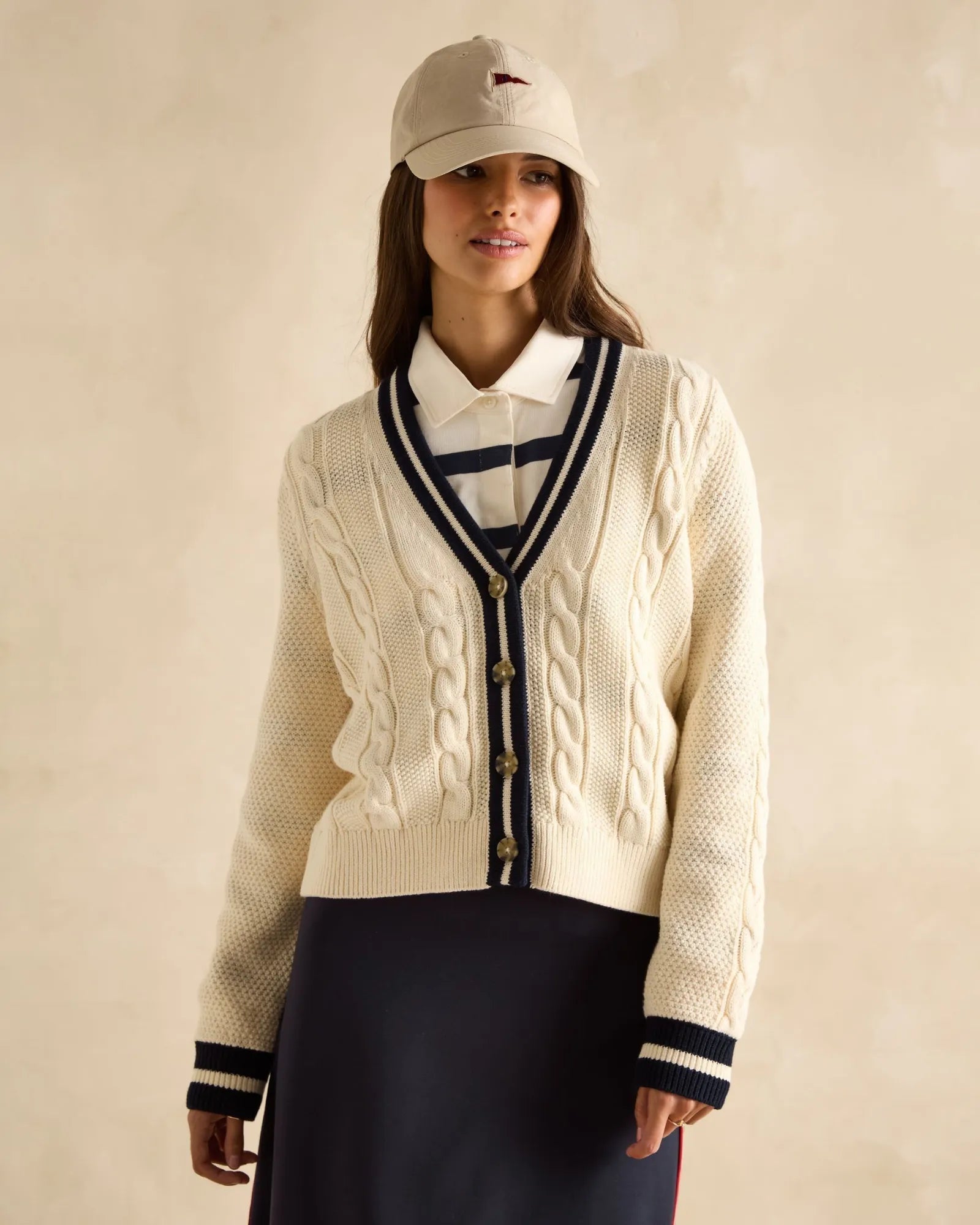 Centre Court Cardigan - Cream