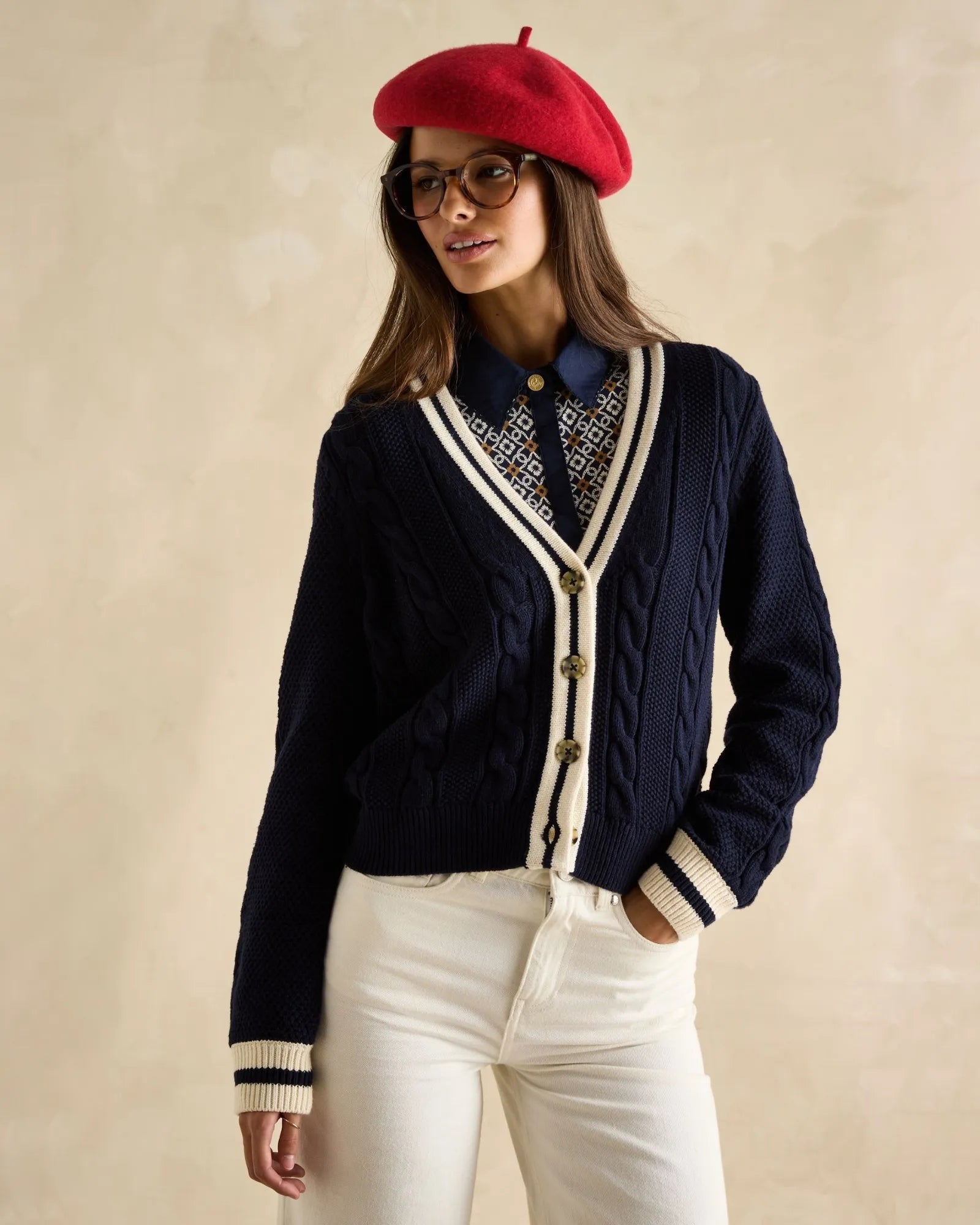 Centre Court Cardigan - Navy