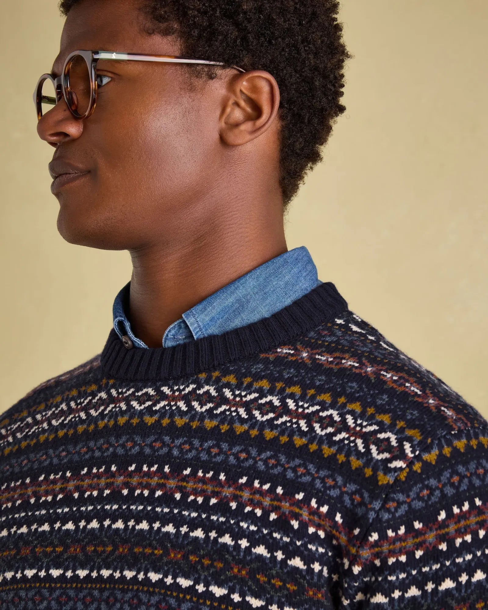 Fair Isle Navy Crew Neck Jumper