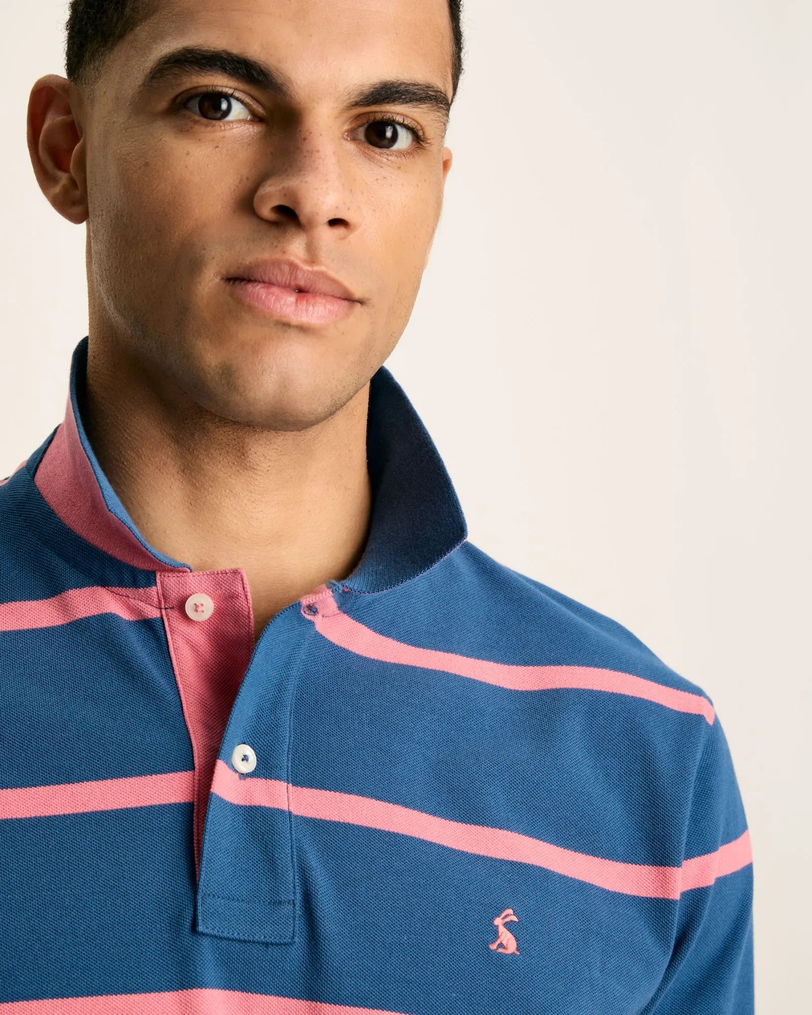 Filbert Blue/Pink Regular Fit Striped Polo Shirt