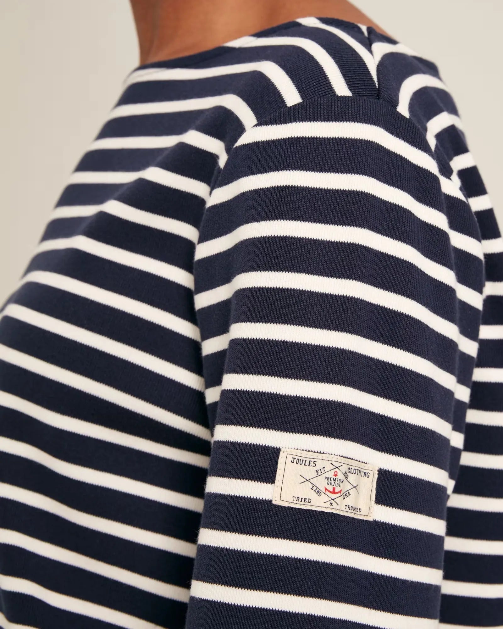 Harbour Navy & White Striped Boat Neck Breton Top