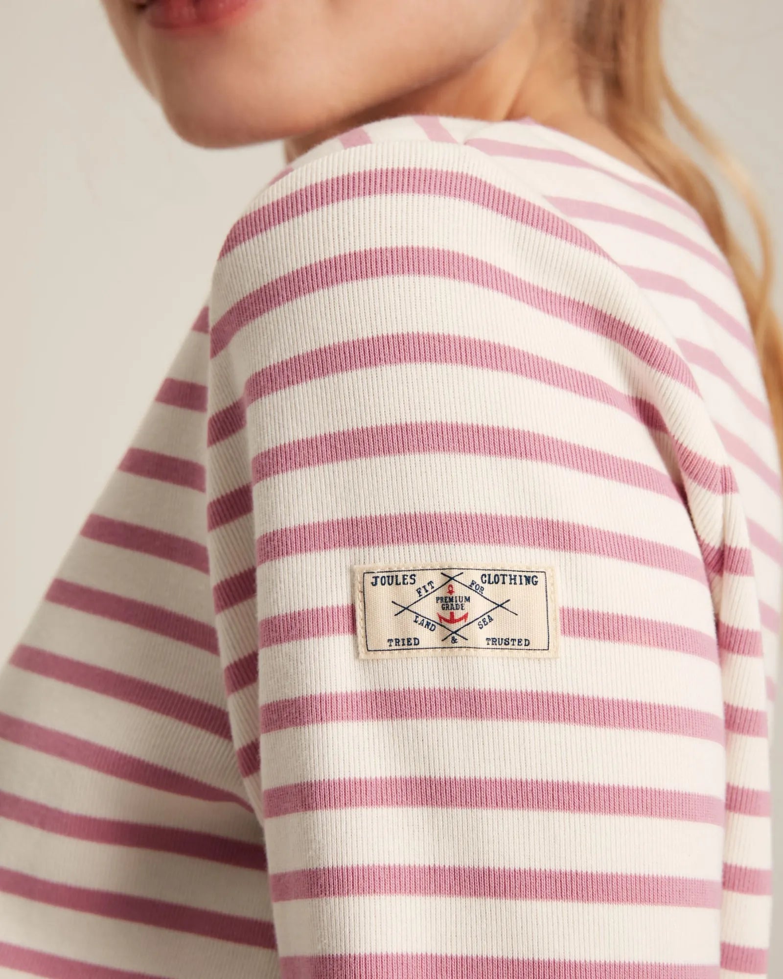 Harbour Cream & Pink Striped Boat Neck Breton Top