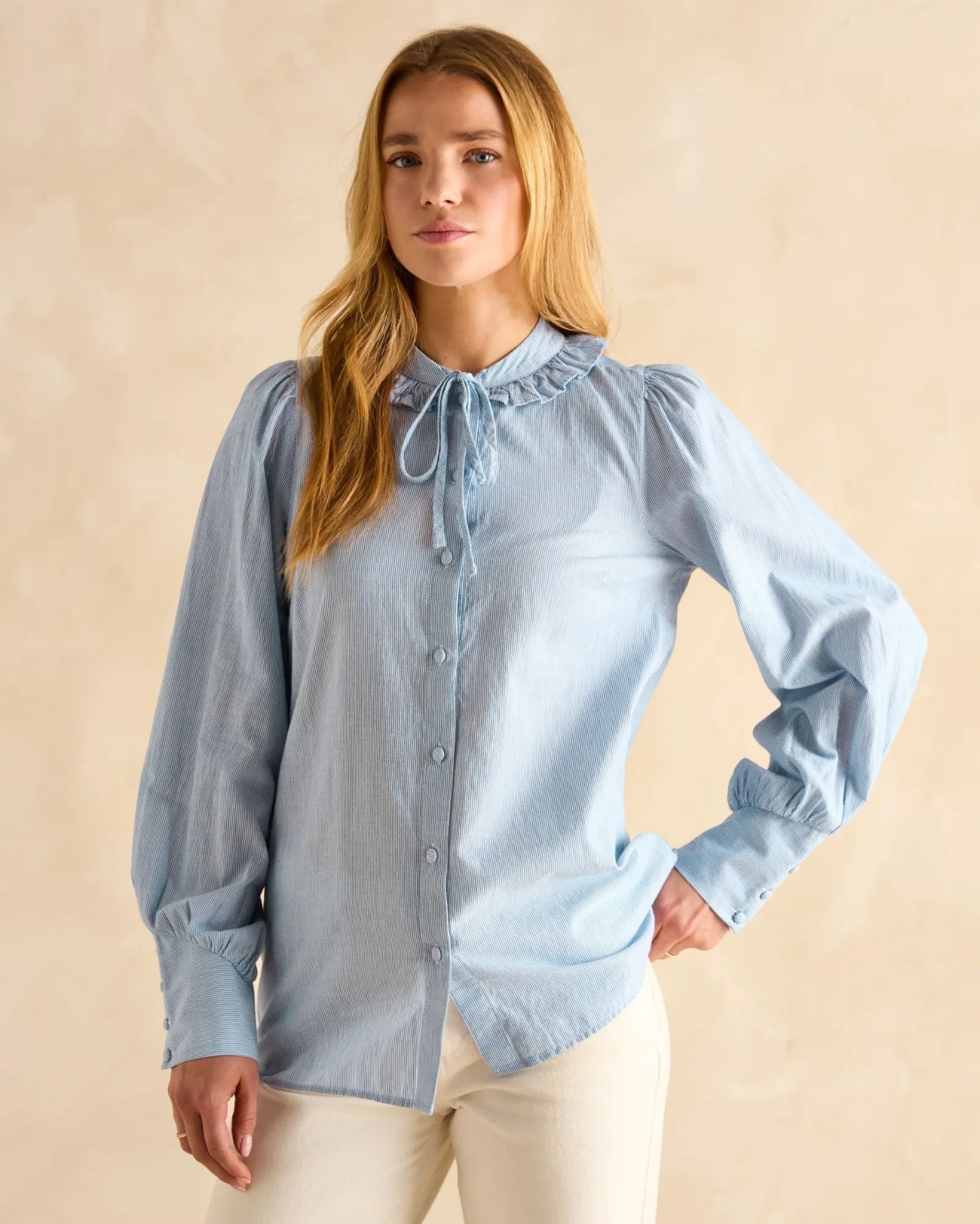 Harper Blouse - Blue/White