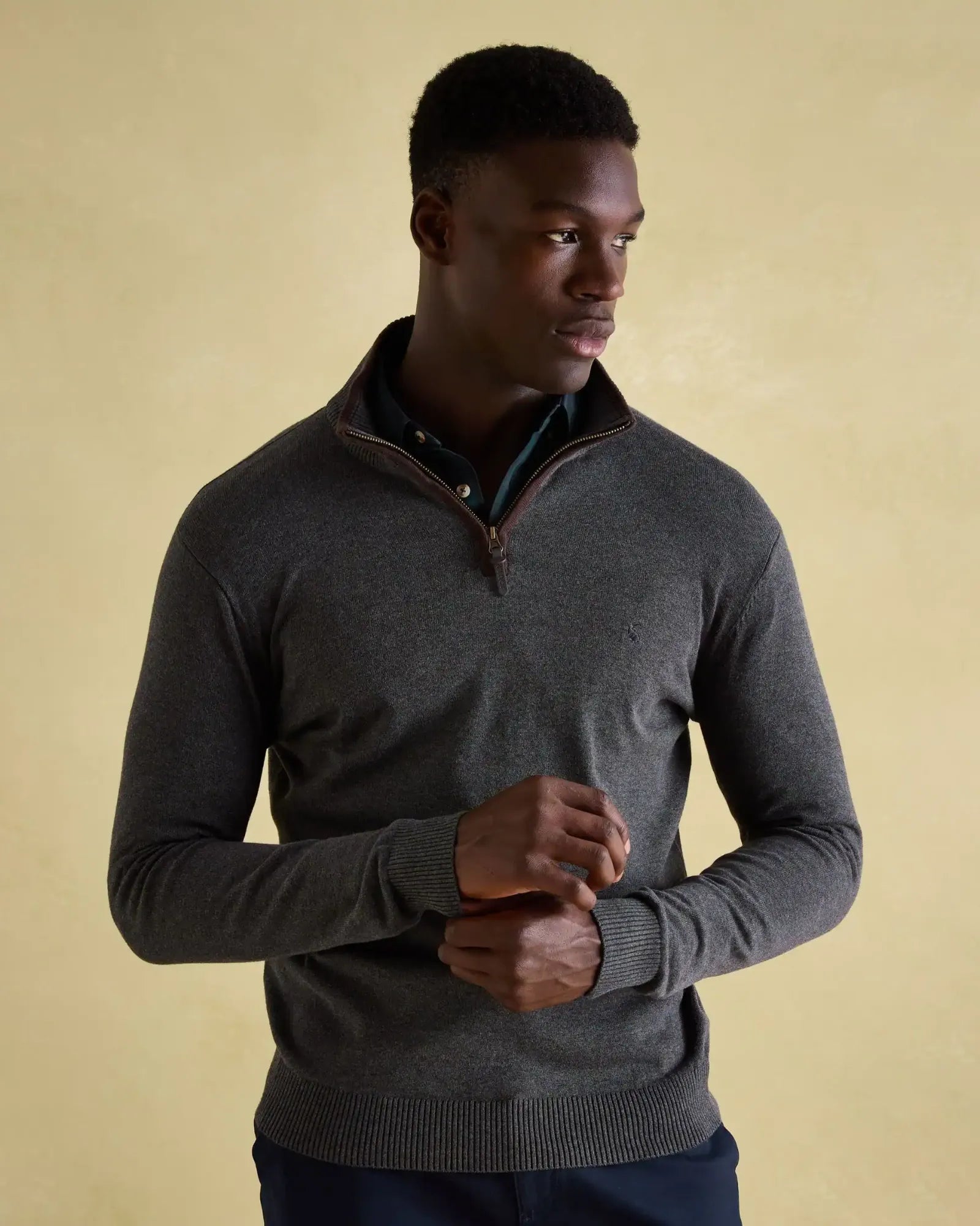 Hillside Charcoal Grey Quarter Zip Knit Jumper