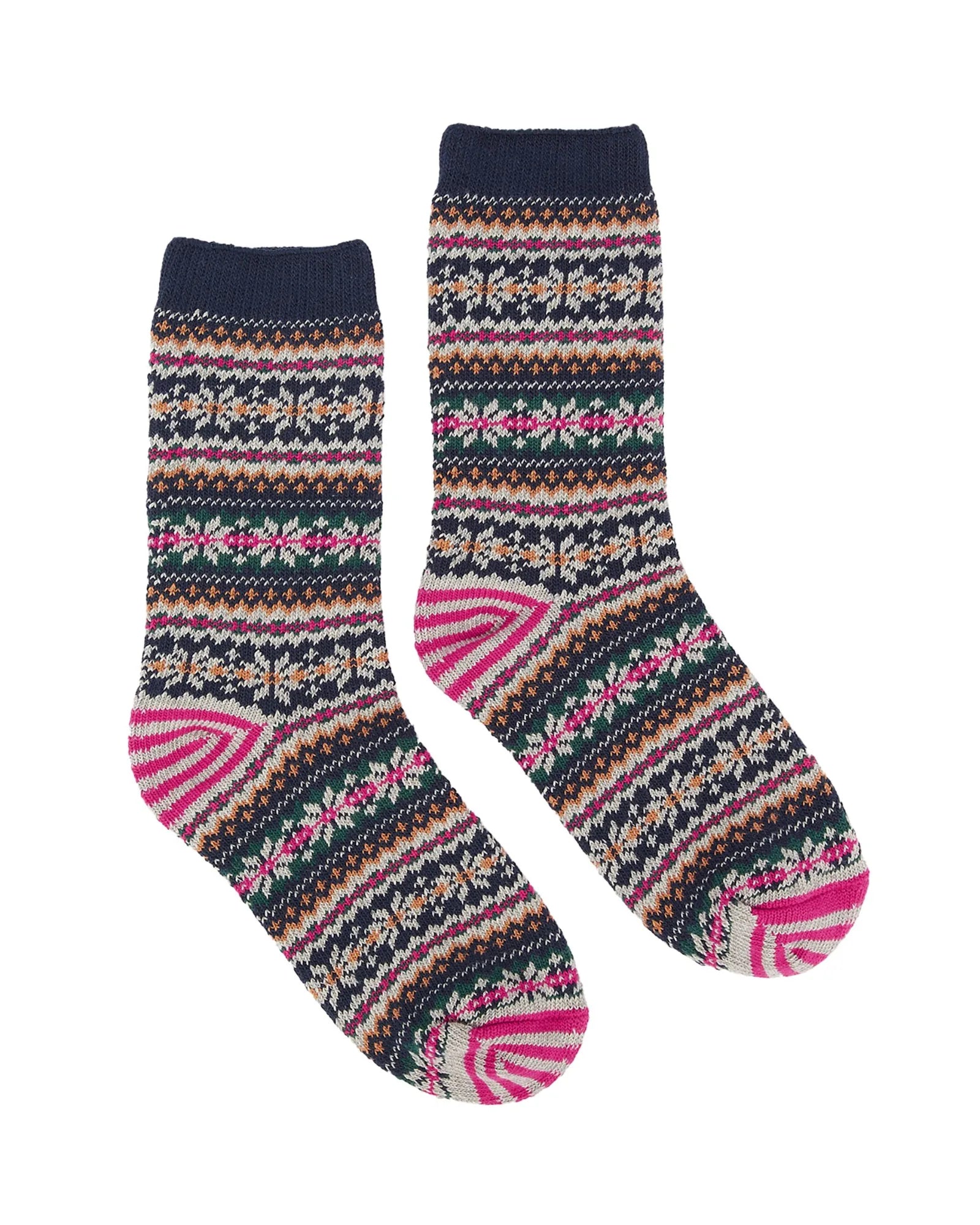 Lucille Fairisle Socks - Navy