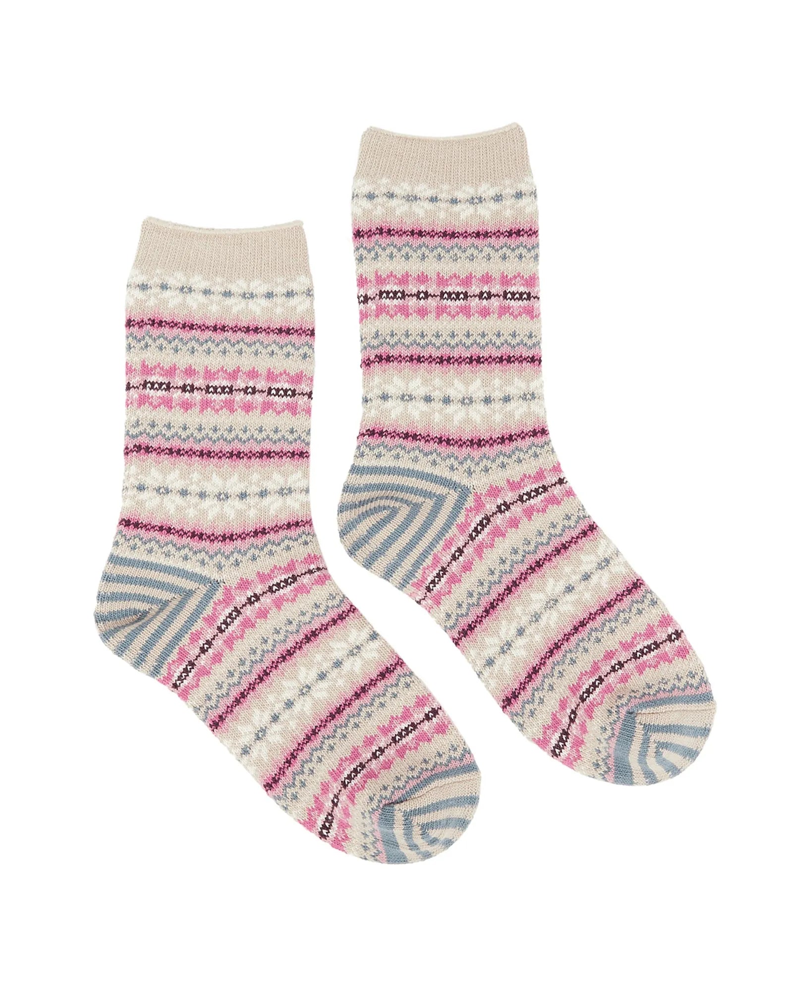 Lucille Fairisle Socks - Oat