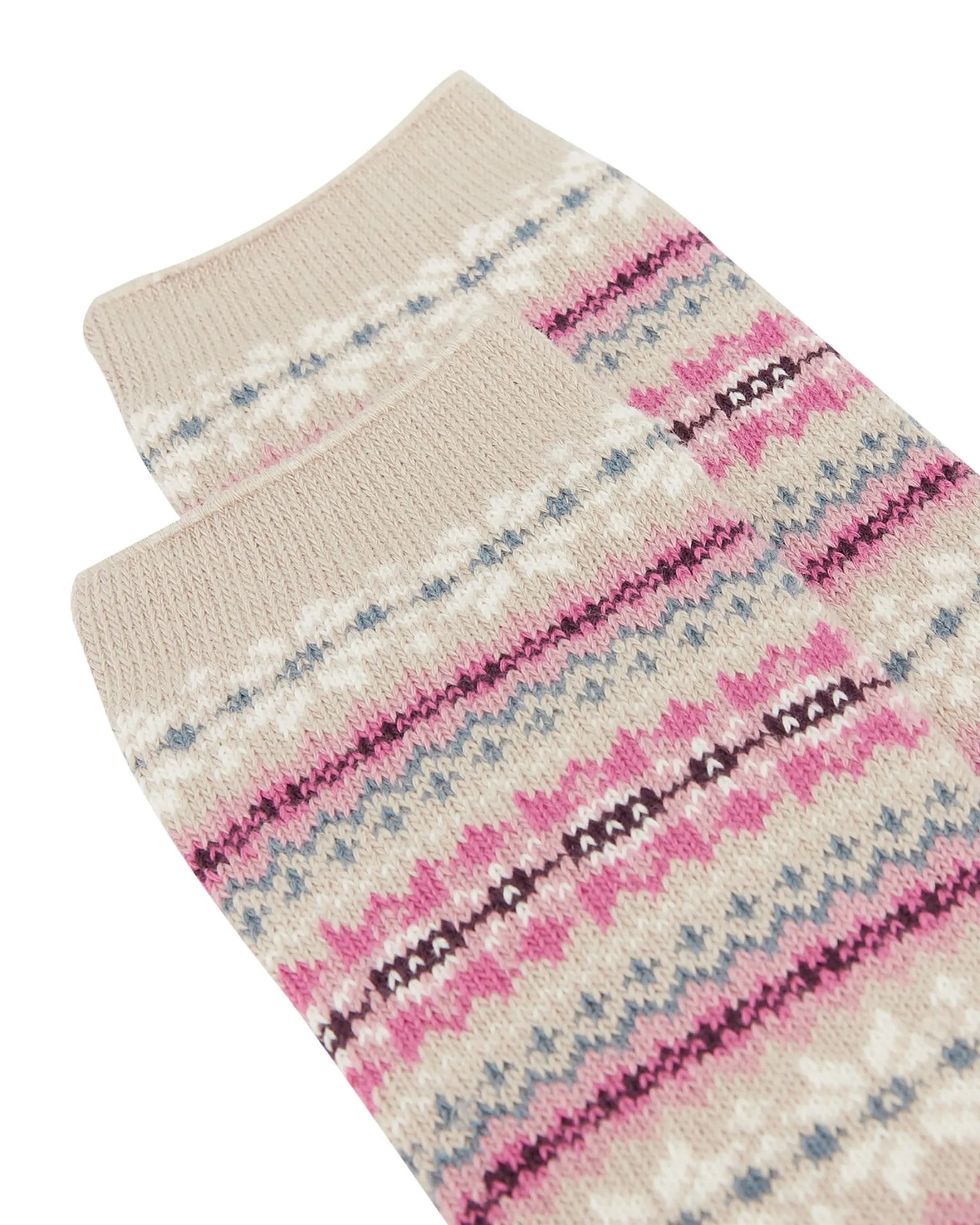 Lucille Fairisle Socks - Oat