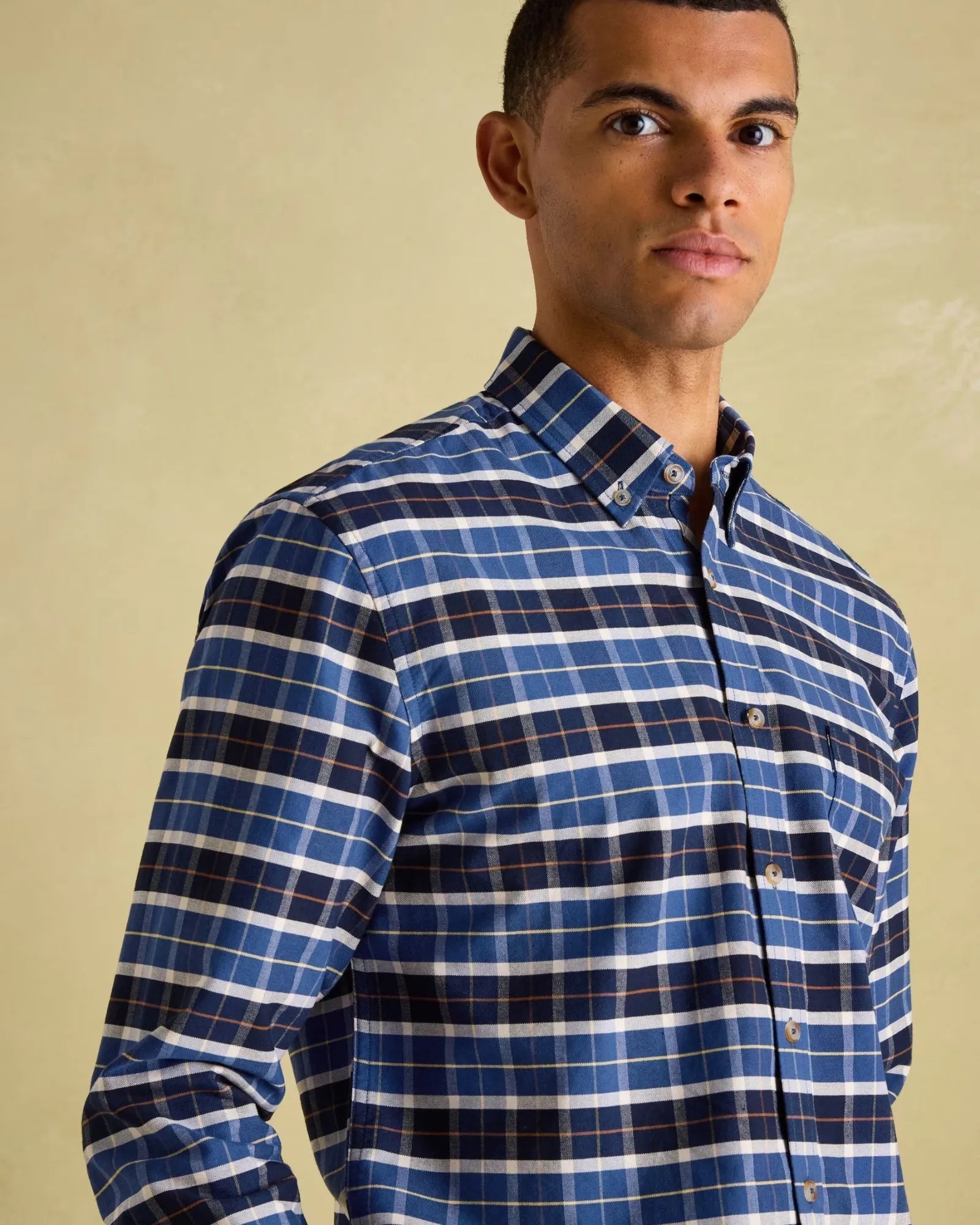 Welford Navy Cotton Check Shirt