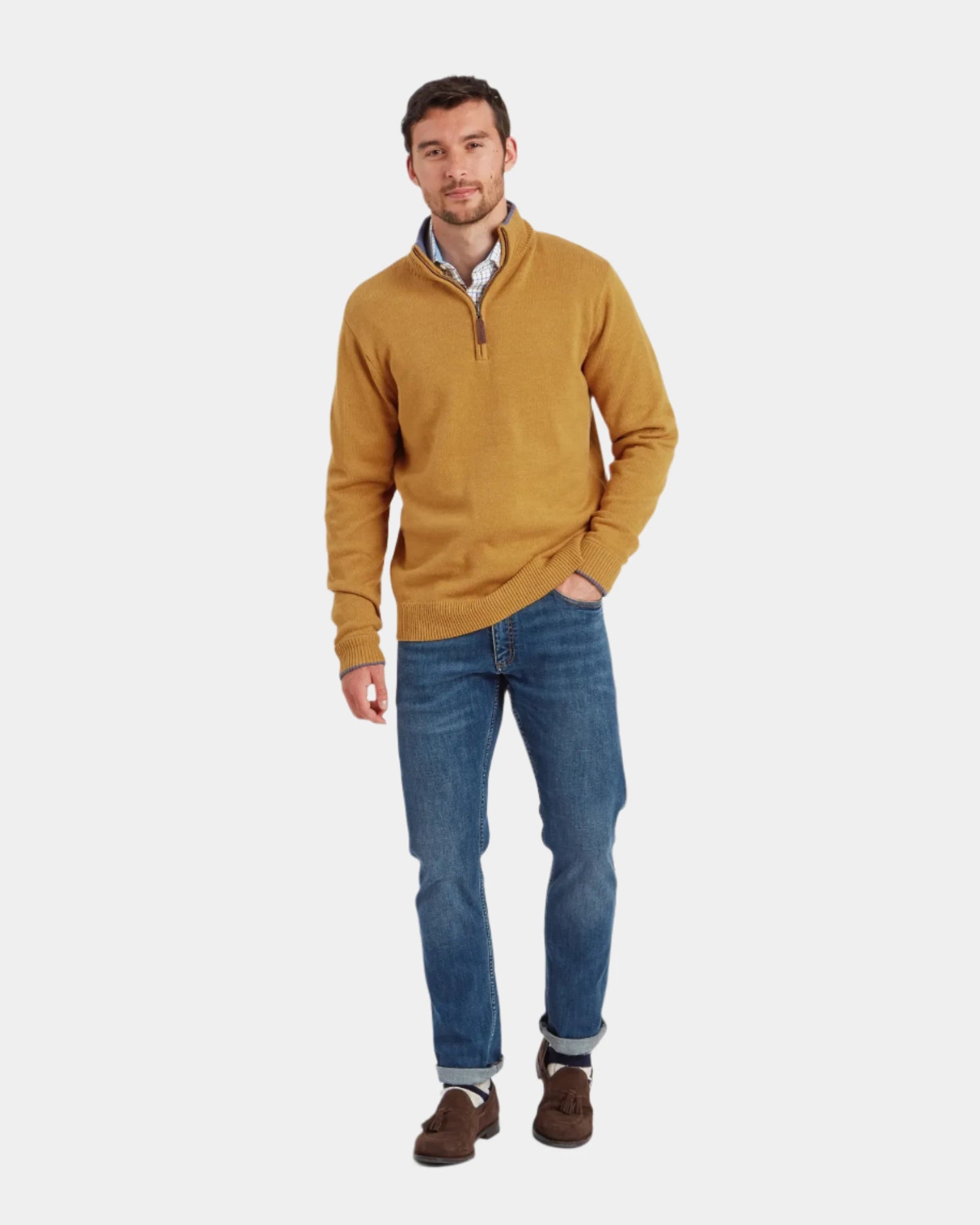 Blair Quarter Zip Jumper - Mustard