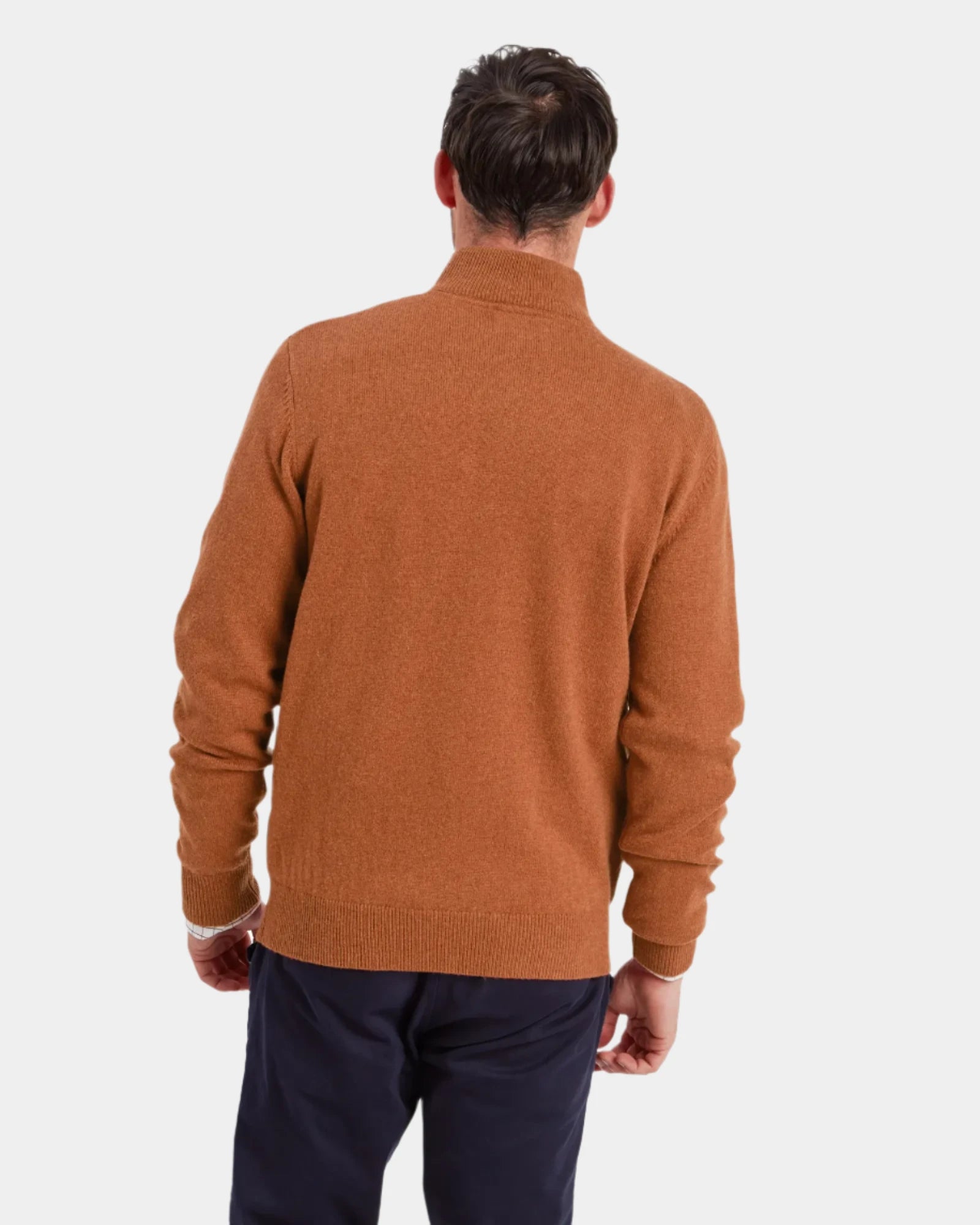 Lewis Brick Lambswool Quarter Zip Jumper