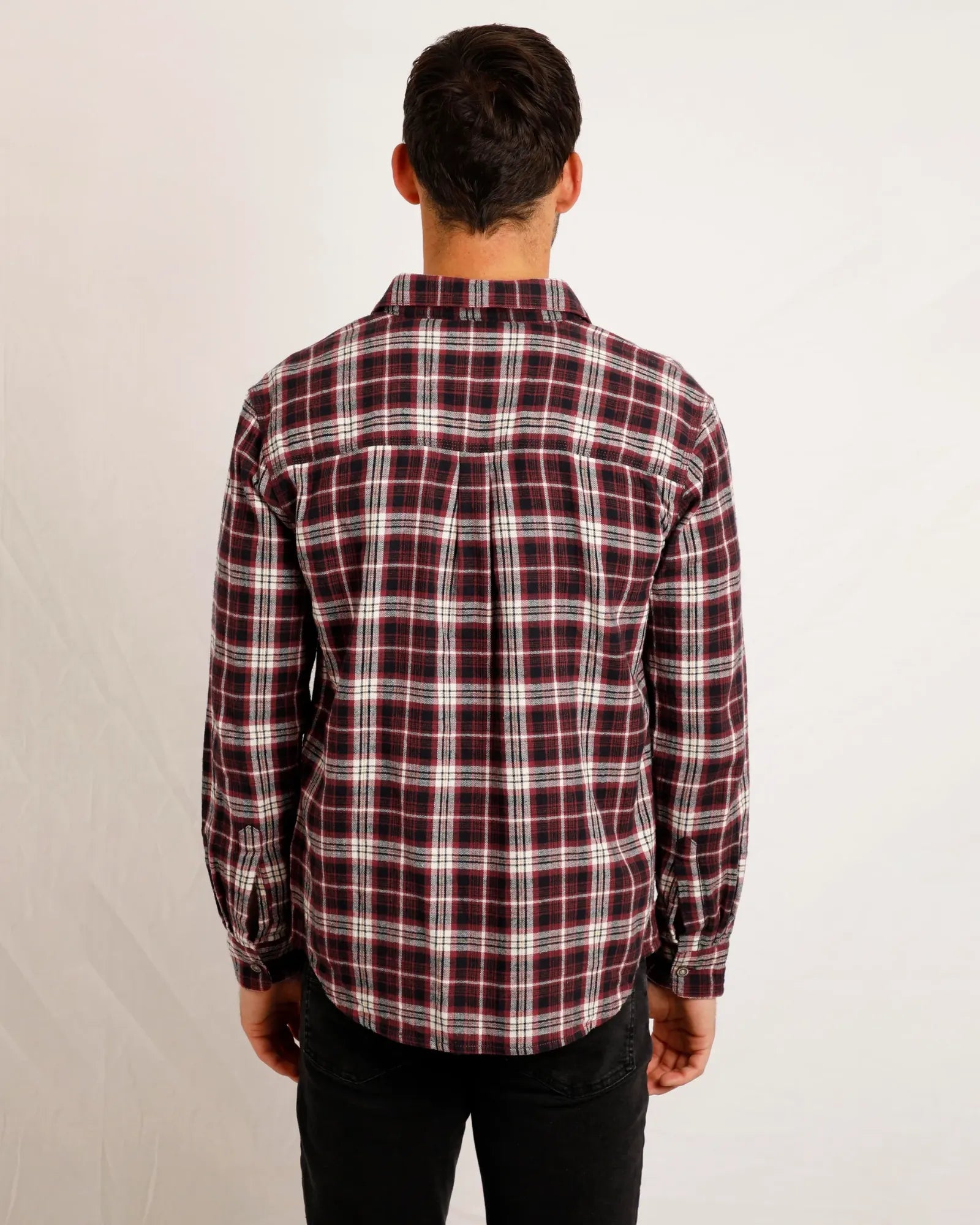 Broxton Organic Long Sleeve Herringbone Check Shirt - Foxberry