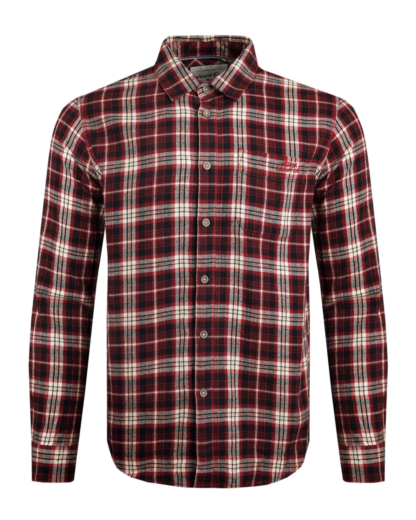 Broxton Organic Long Sleeve Herringbone Check Shirt - Foxberry