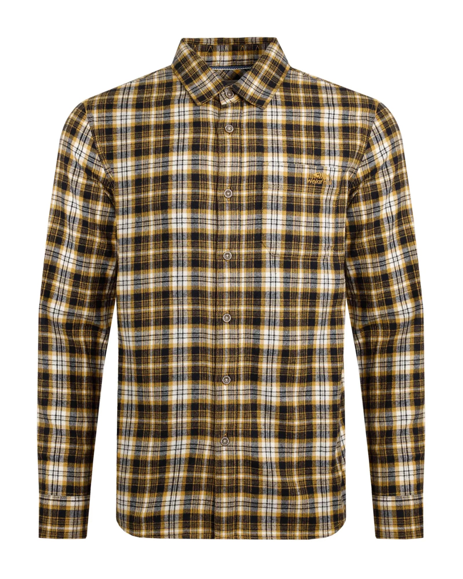 Broxton Organic Long Sleeve Herringbone Check Shirt - Mustard