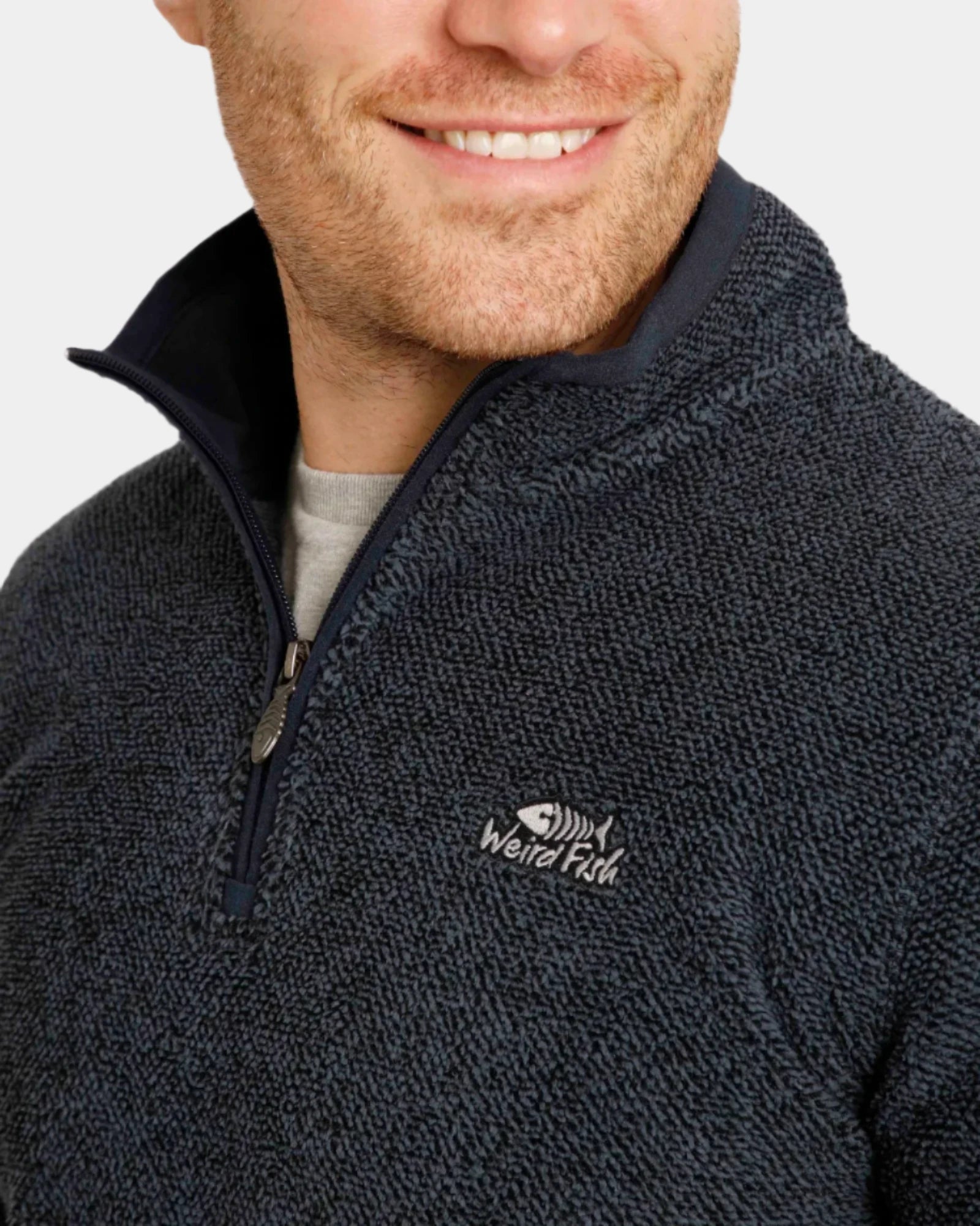 Errill Navy Eco 1/4 Zip Textured Fleece