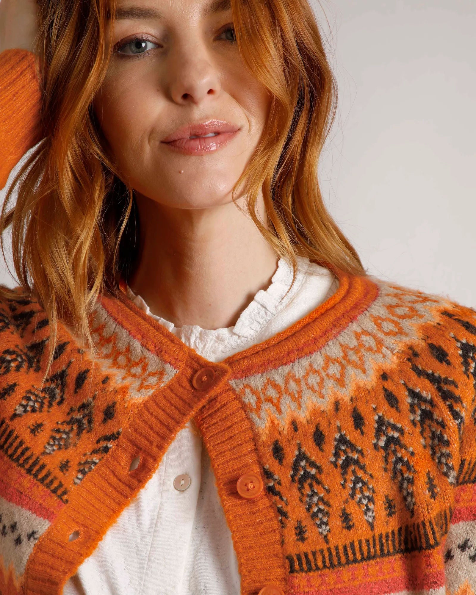 Hatty Brick Orange Eco Fair Isle Cardigan