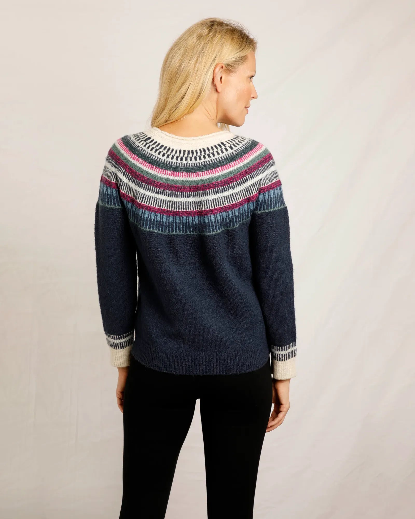 Lowell Patterned Fair Isle Jumper - Navy