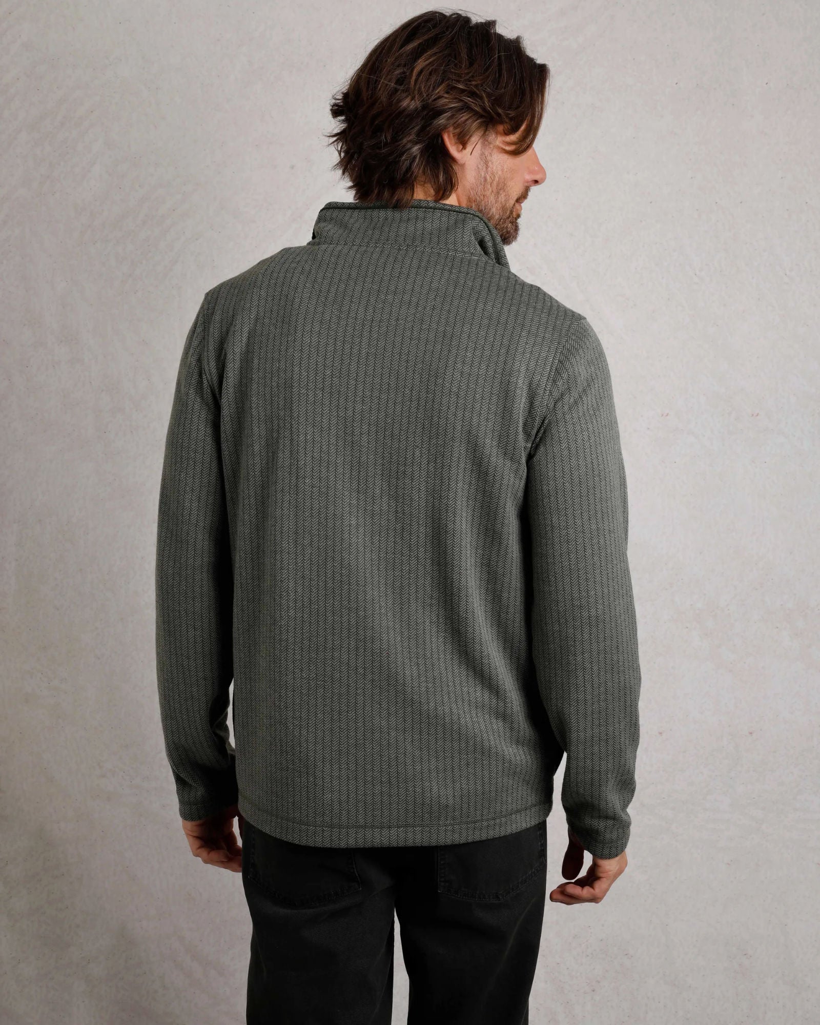 Sterling Dark Olive Eco 1/4 Zip Herringbone Fleece