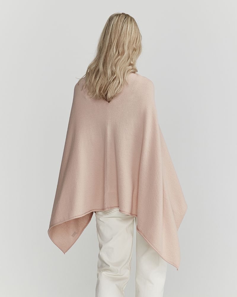 Sofie Knitted Poncho - Cream Pink