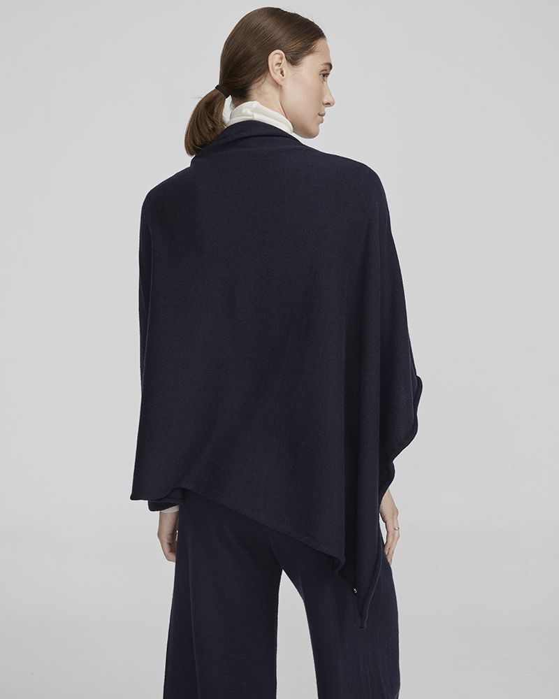 Sofie Knitted Poncho - Dark Navy