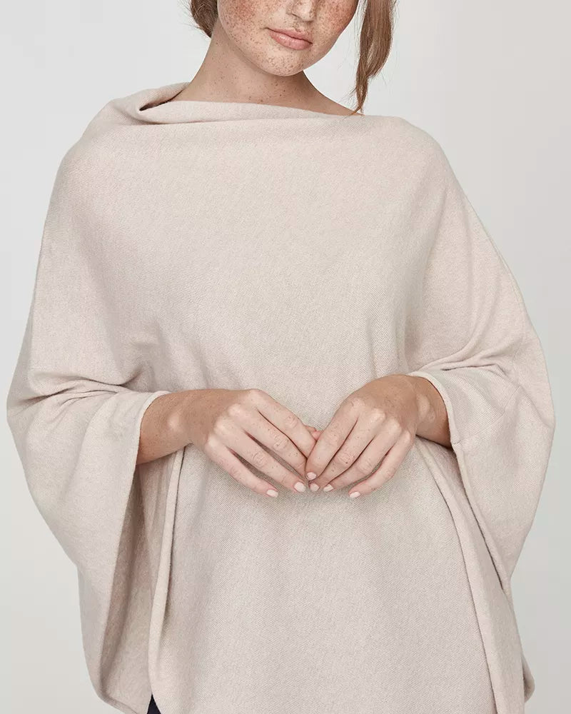 Sofie Knitted Poncho - Sand